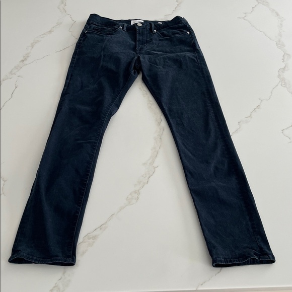 Frame l'homme slim brushed twill jeans in Navy - Picture 4 of 11